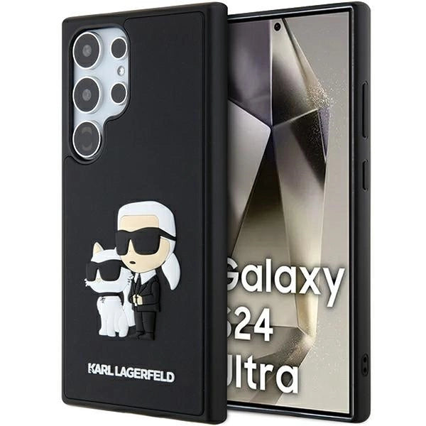 Karl Lagerfeld 3D Gummi Karl & Choupette-kasse til Samsung Galaxy S24 Ultra - sort