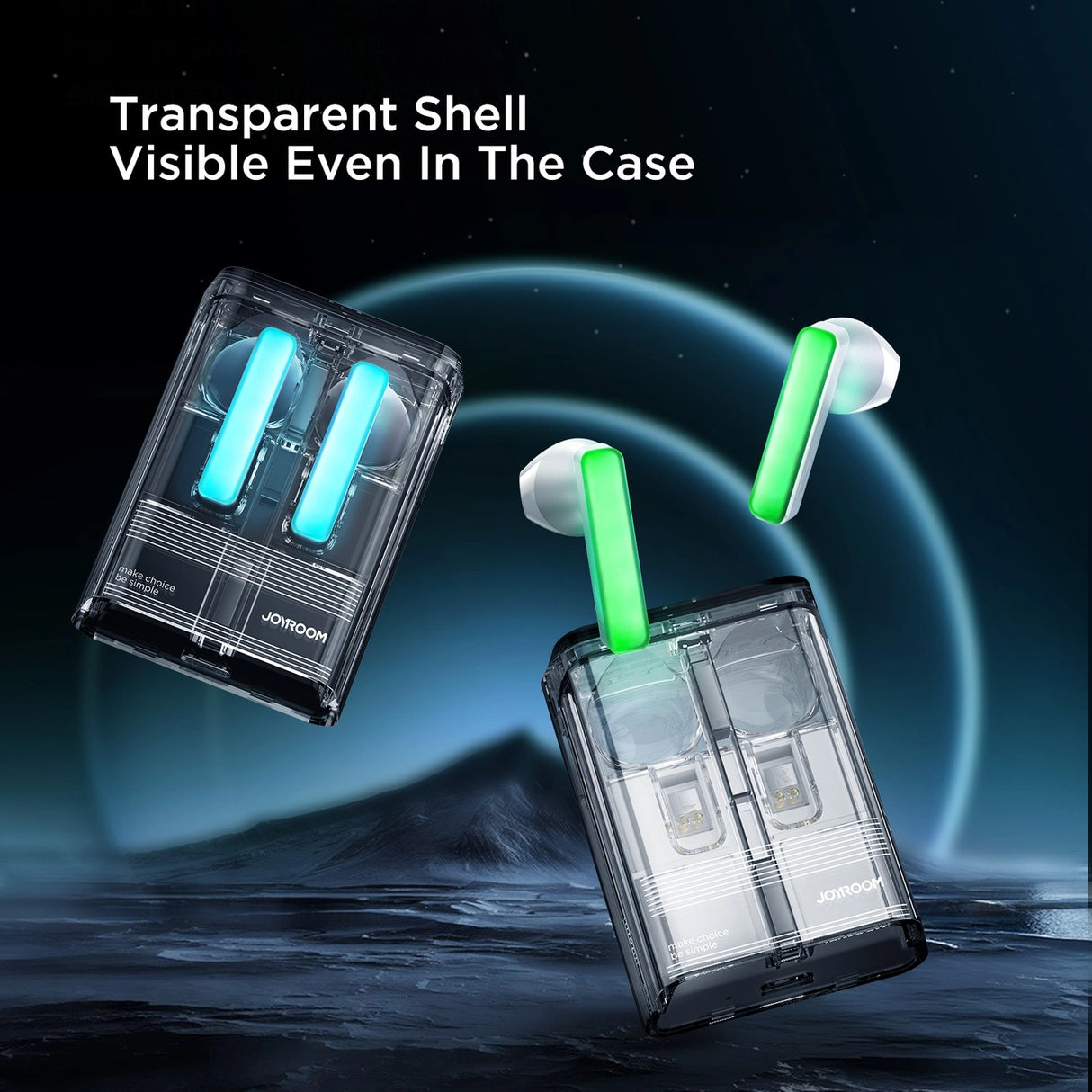 TWS Joyroom JR-TC1 IceLens Series trådløse hovedtelefoner med LED-lys - hvid