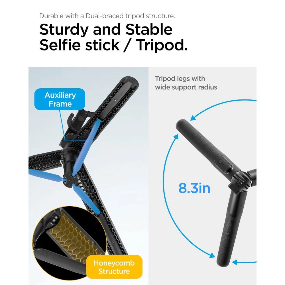 Spigen S560W Bluetooth Selfie Stick med Stativ - sort