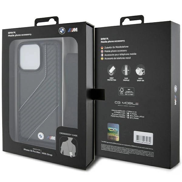 BMW M Edition Carbon Stripe & Strap case for iPhone 15 Pro - black