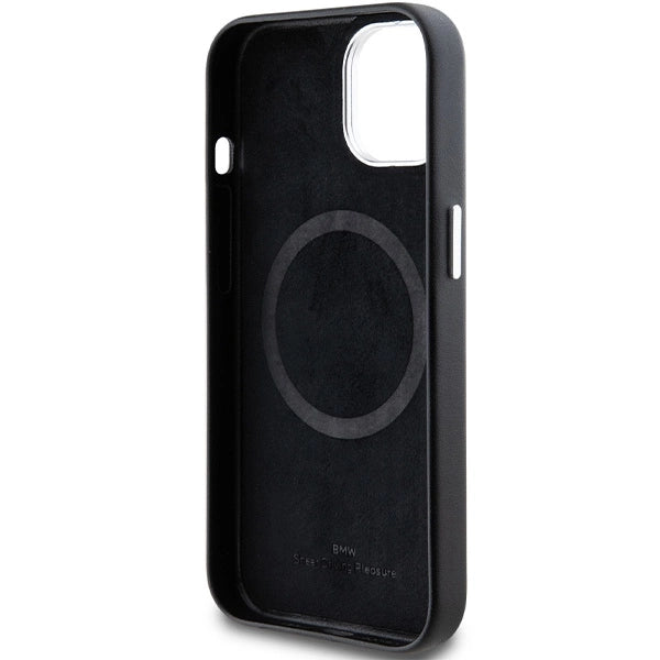 BMW Signature Wrapped Metal MagSafe case for iPhone 15 Plus / 14 Plus - black