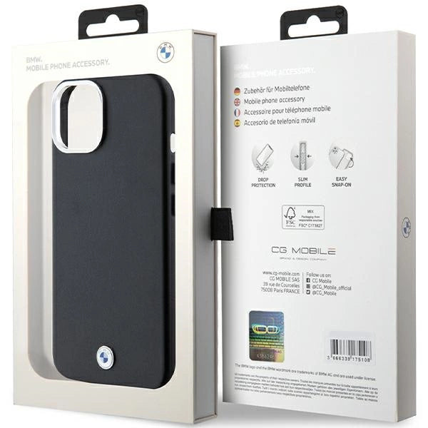 BMW Signature Wrapped Metal MagSafe case for iPhone 15 Plus / 14 Plus - black