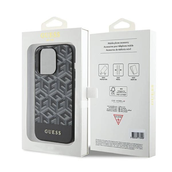 Guess GCube Stripes MagSafe case for iPhone 15 Pro Max - black