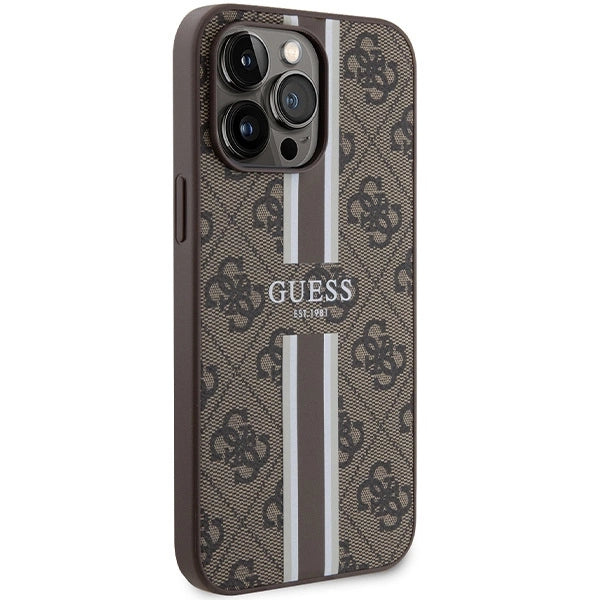 Guess 4G Printed Stripes MagSafe case for iPhone 15 Pro Max - brown