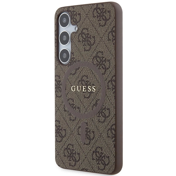 Guess 4G Collection Leather Metal Logo MagSafe case for Samsung Galaxy S24+ - brown