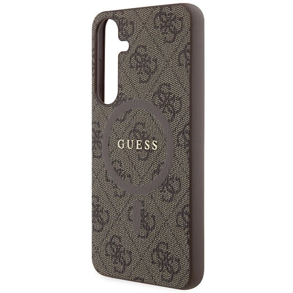 Guess 4G Collection Leather Metal Logo MagSafe case for Samsung Galaxy S24+ - brown