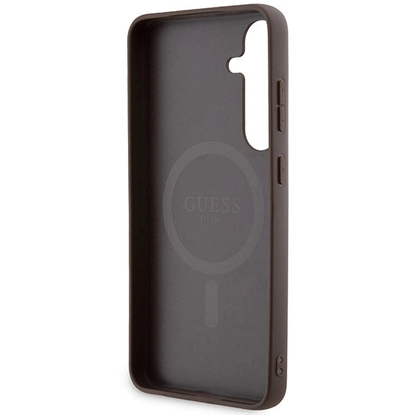 Guess 4G Collection Leather Metal Logo MagSafe case for Samsung Galaxy S24+ - brown