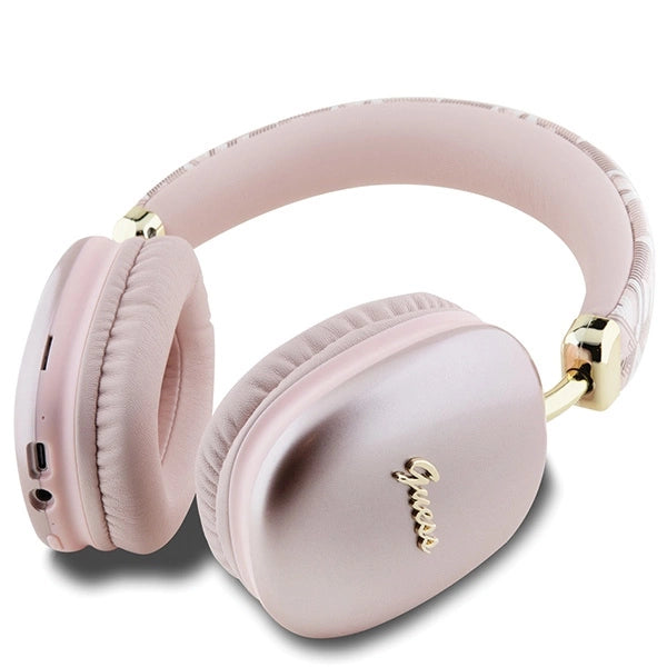 Guess GCube Metallic Script Logo Headphones - Pink