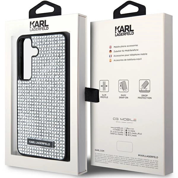 Karl Lagerfeld Rhinestone Metal Logo case for Samsung Galaxy S24 - silver