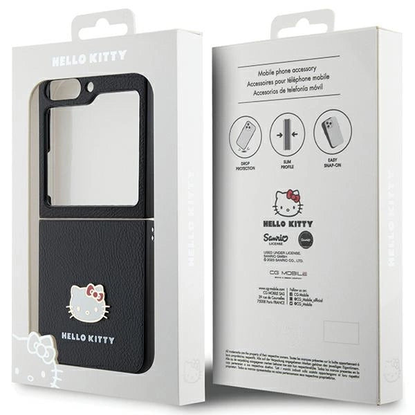 Hello Kitty Metal Logo Kitty Head case for Samsung Galaxy Z Flip 5 - black