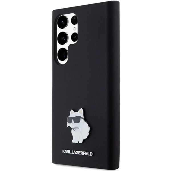 Karl Lagerfeld Silicone Choupette Metal Pin case for Samsung Galaxy S23 Ultra - black