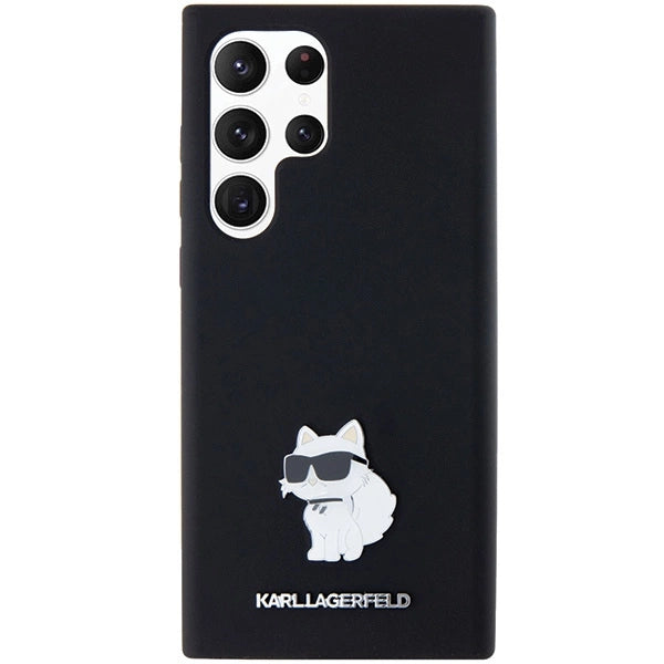 Karl Lagerfeld Silicone Choupette Metal Pin case for Samsung Galaxy S23 Ultra - black