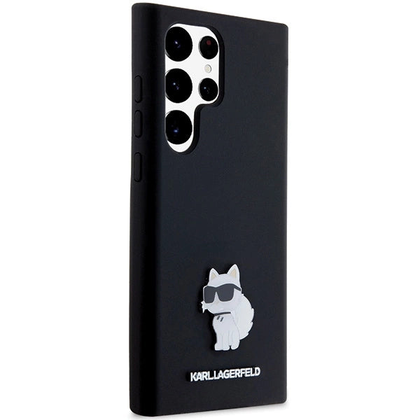 Karl Lagerfeld Silicone Choupette Metal Pin case for Samsung Galaxy S23 Ultra - black