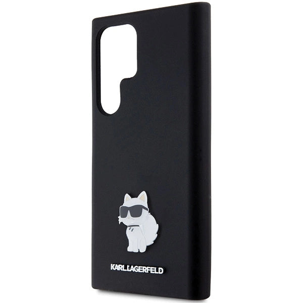 Karl Lagerfeld Silicone Choupette Metal Pin case for Samsung Galaxy S23 Ultra - black