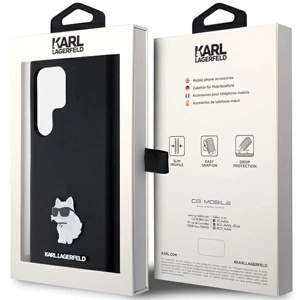 Karl Lagerfeld Silicone Choupette Metal Pin case for Samsung Galaxy S23 Ultra - black