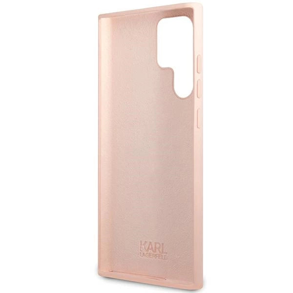 Karl Lagerfeld Silicone Choupette Metal Pin case for Samsung Galaxy S23 Ultra - pink