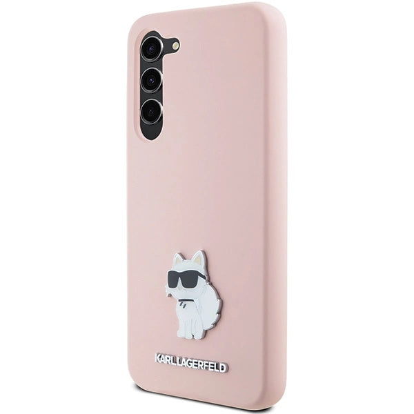 Karl Lagerfeld Silicone Choupette Metal Pin case for Samsung Galaxy S23+ - pink
