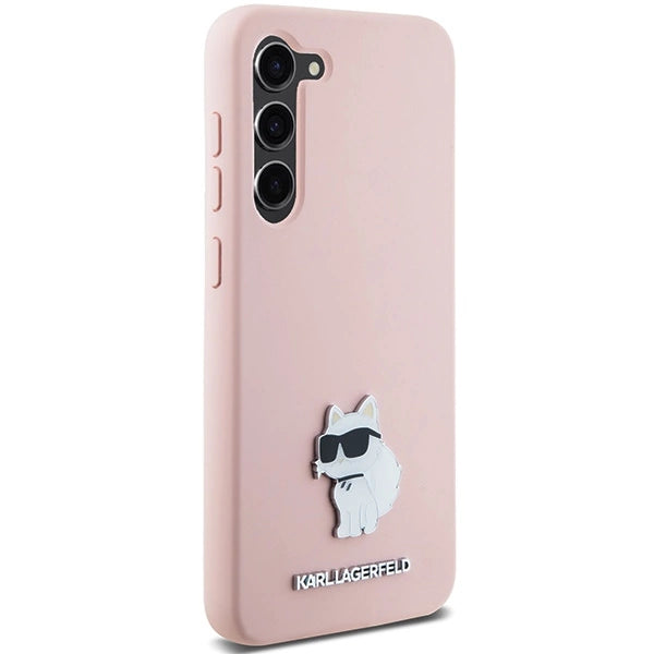 Karl Lagerfeld Silicone Choupette Metal Pin case for Samsung Galaxy S23+ - pink