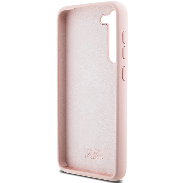 Karl Lagerfeld Silicone Choupette Metal Pin case for Samsung Galaxy S23+ - pink