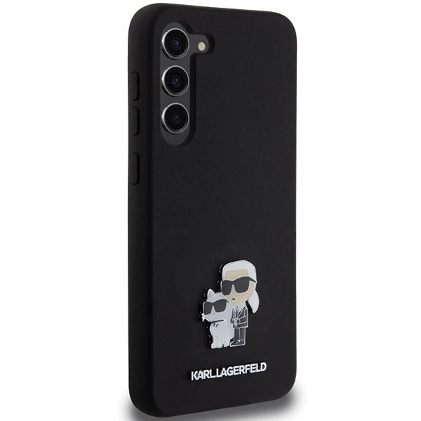 Karl Lagerfeld Silicone Karl&Choupette Metal Pin case for Samsung Galaxy S23+ - black