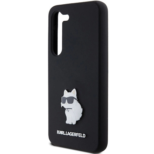 Karl Lagerfeld Silicone Choupette Metal Pin case for Samsung Galaxy S23 - black