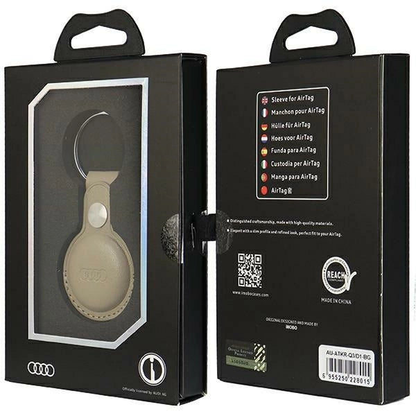 Audi AirTag-kasse af syntetisk læder - beige
