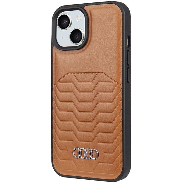 Audi Synthetic Leather Case with MagSafe for iPhone 15 Plus / 14 Plus - Brown