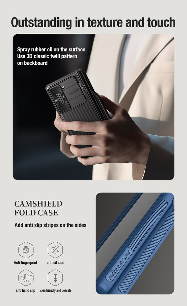 Nillkin CamShield Fold Case til Samsung Galaxy Z Fold 5 med ekstra stylus holder - sort