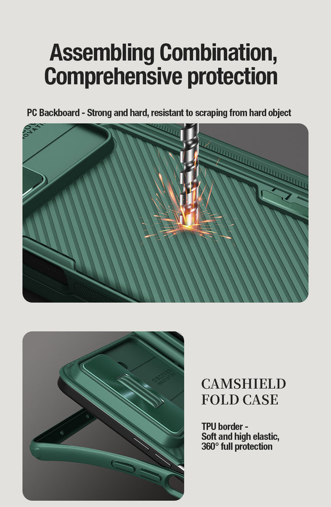 Nillkin CamShield Fold Case til Samsung Galaxy Z Fold 5 med ekstra stylus holder - sort