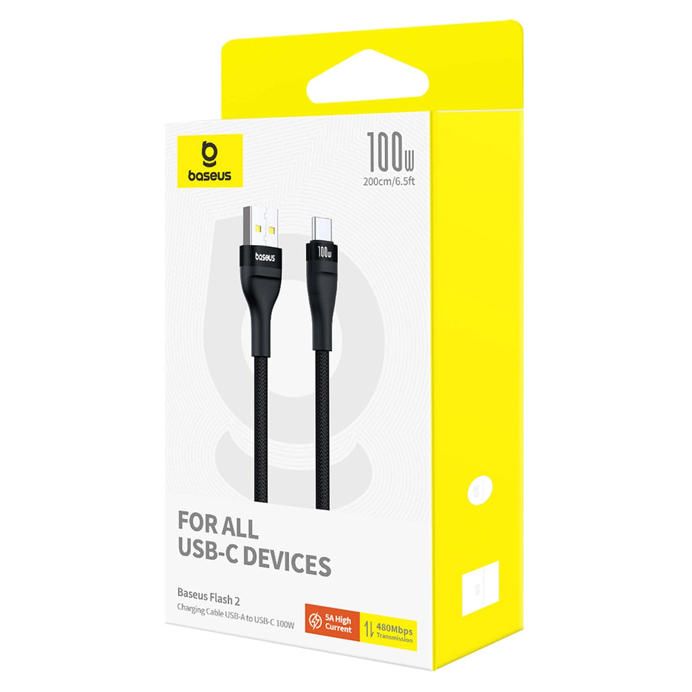 Baseus Flash 2 USB-A / USB-C Cable 100W 1 m - Black