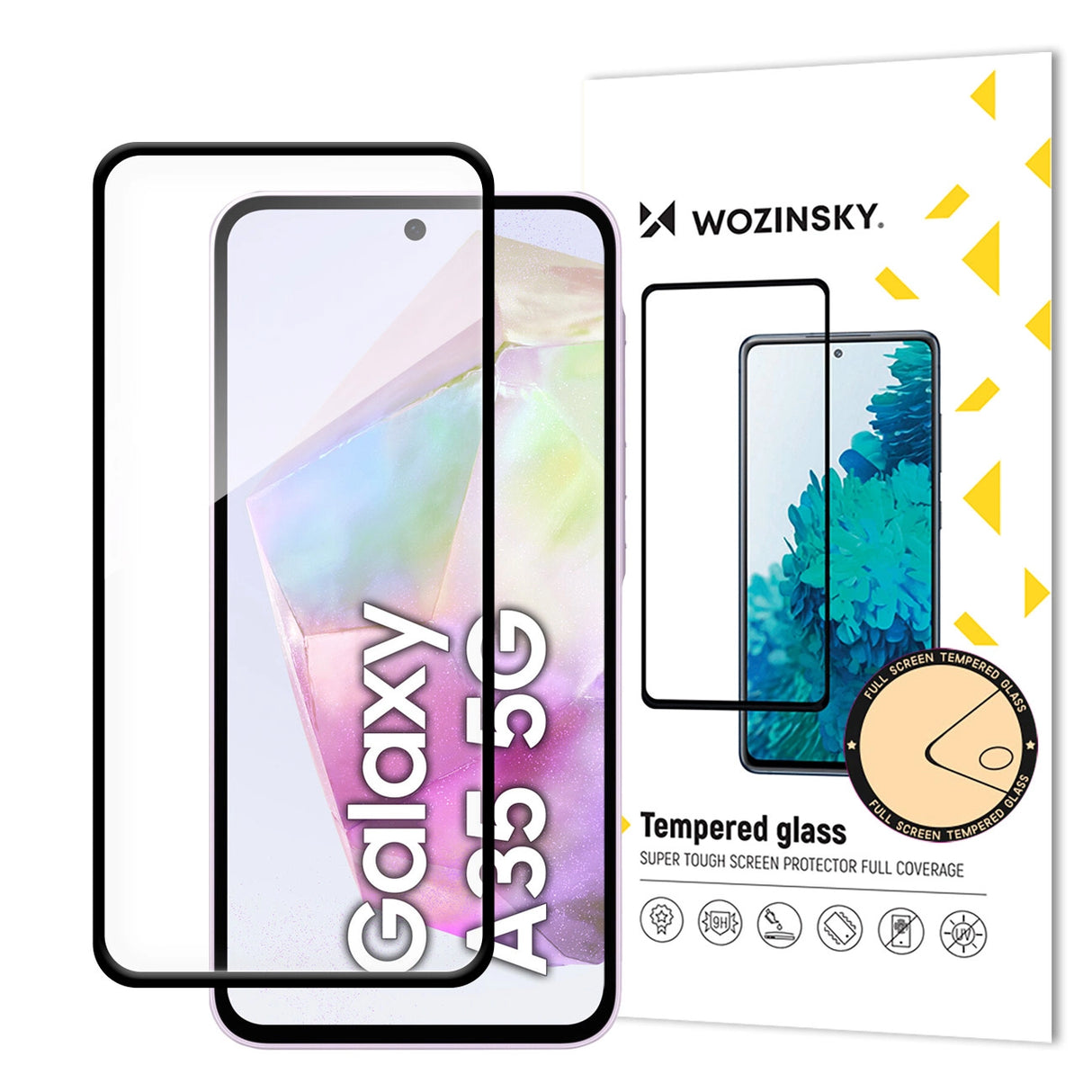 Wozinsky Full Glue tempereret glas til Samsung Galaxy A35 med sort ramme