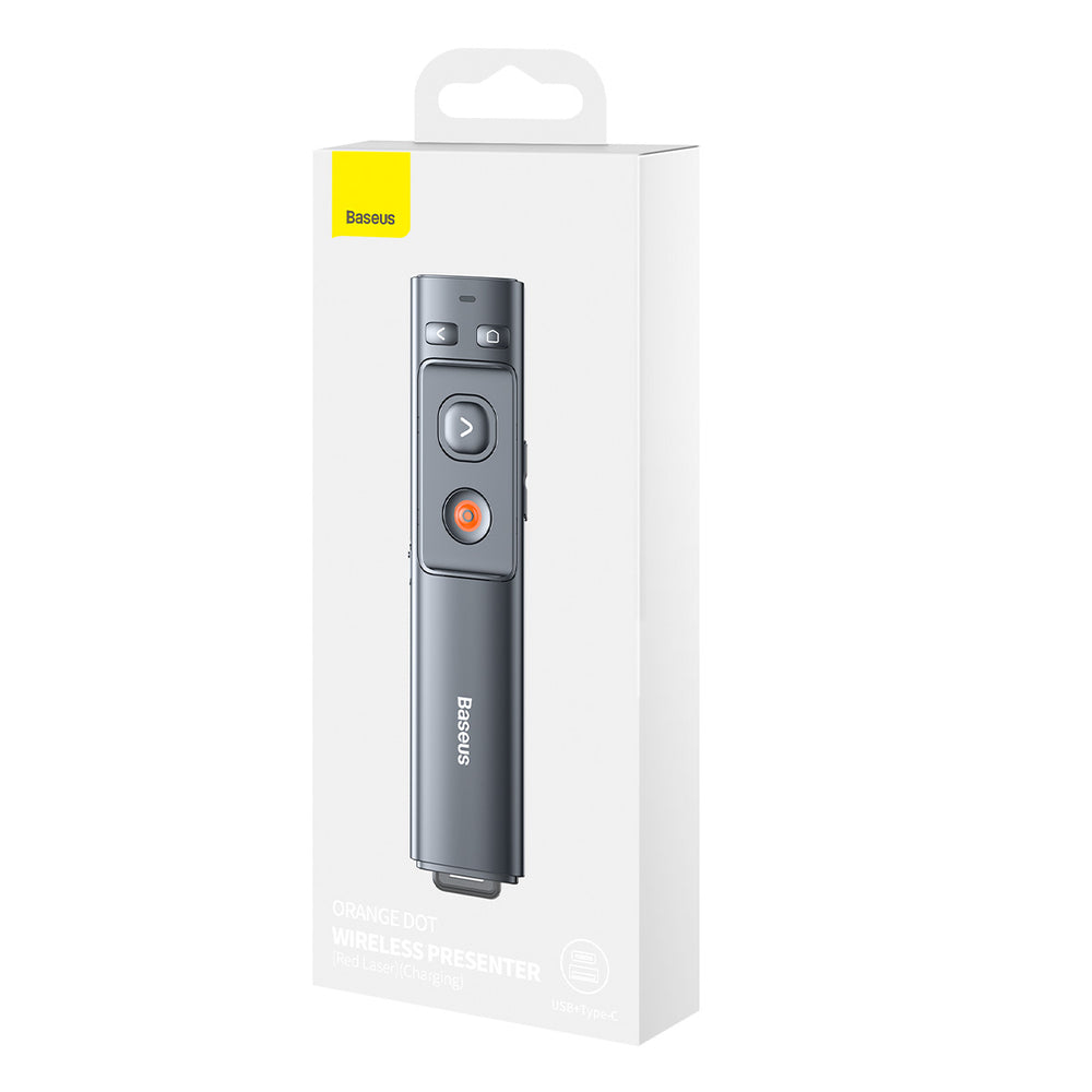 Baseus Orange Dot Wireless Laser Pointer for Presentations - Gray (Battery Not Included)