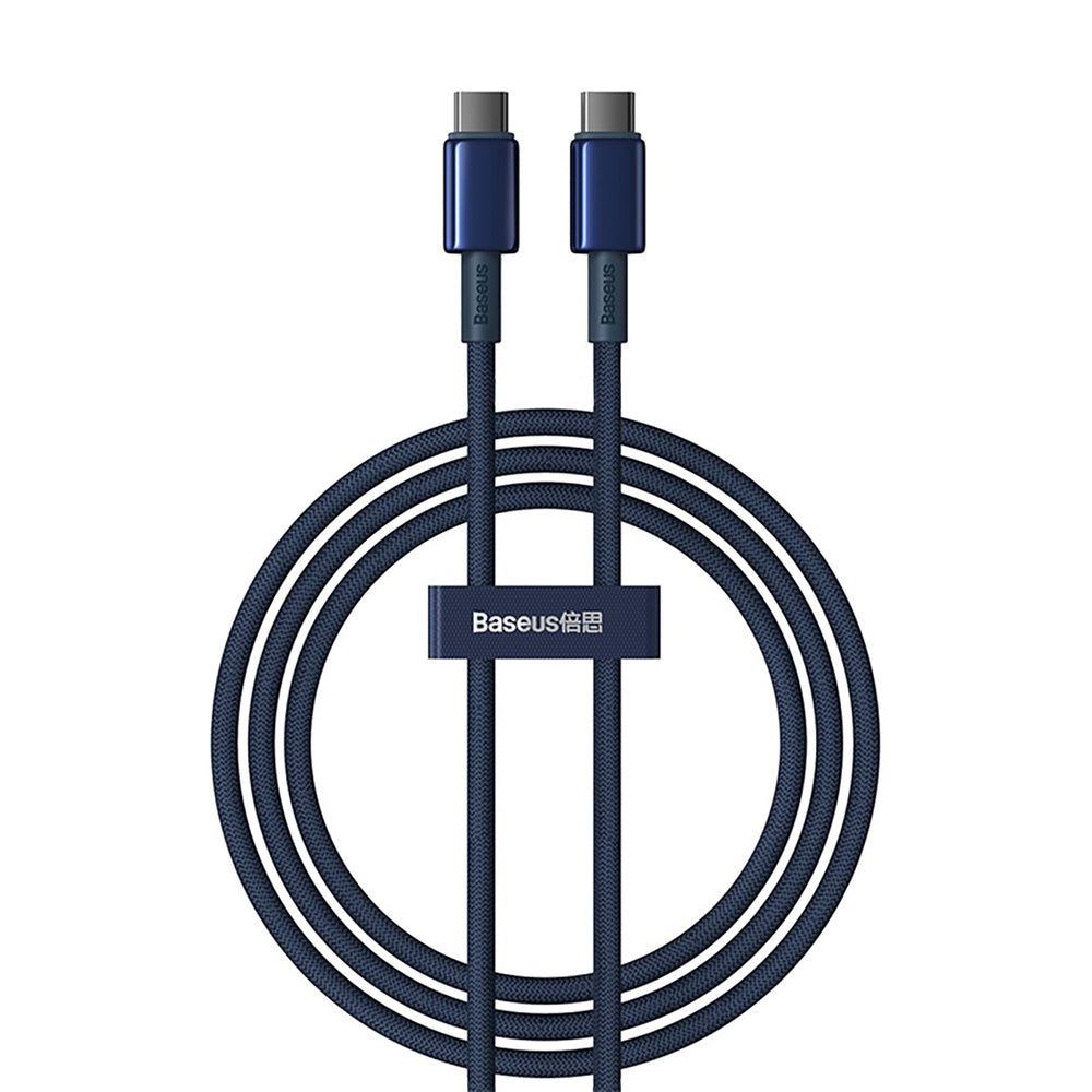 Baseus Tungsten Gold USB-C / USB-C kabel 100W 1m - marineblå
