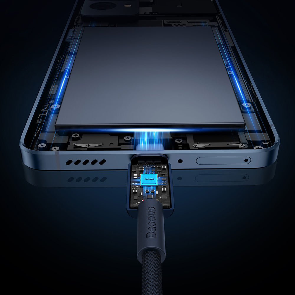 Baseus Tungsten Gold USB-C / USB-C kabel 100W 1m - marineblå