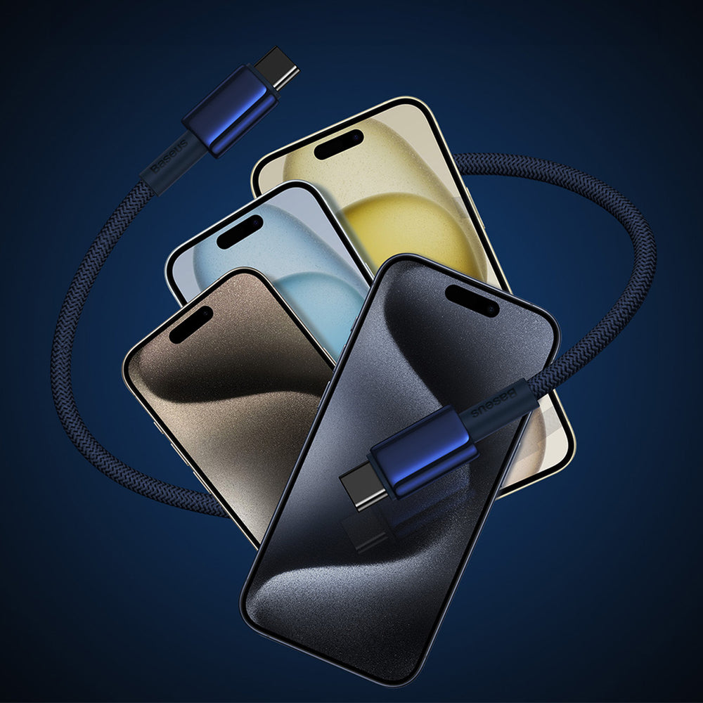 Baseus Tungsten Gold USB-C / USB-C kabel 100W 1m - marineblå