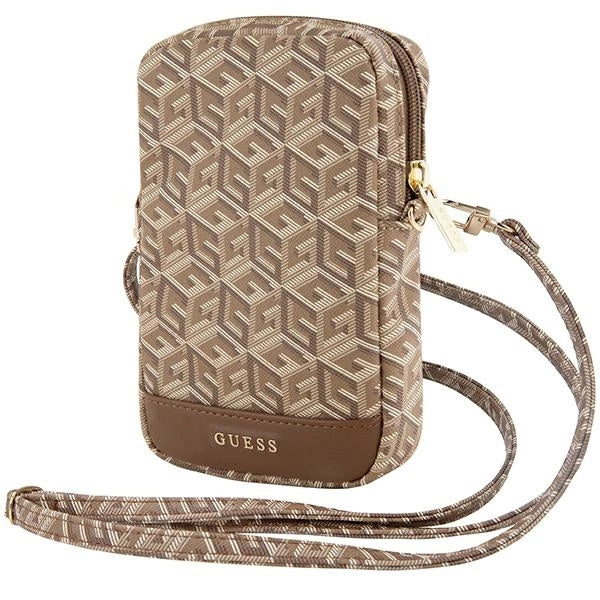 Guess Zip GCube Bottom Stripe telefonpose - brun