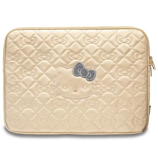 Hello Kitty Zip PU Quilted Bows-kasse til en 14" bærbar computer - guld