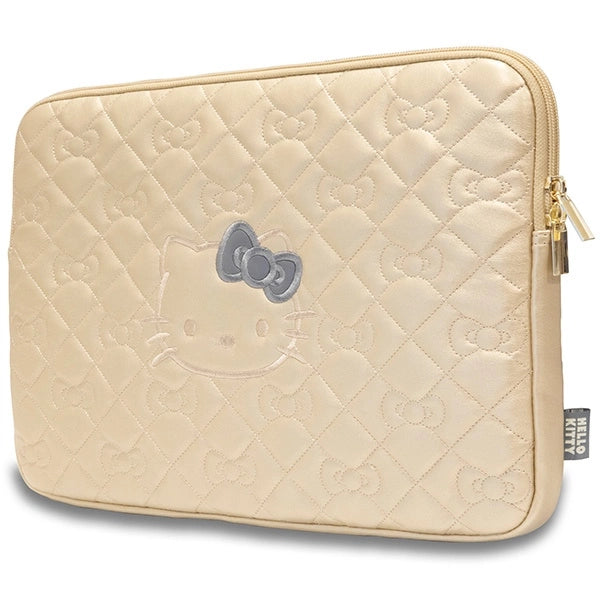 Hello Kitty Zip PU Quilted Bows-kasse til en 14" bærbar computer - guld
