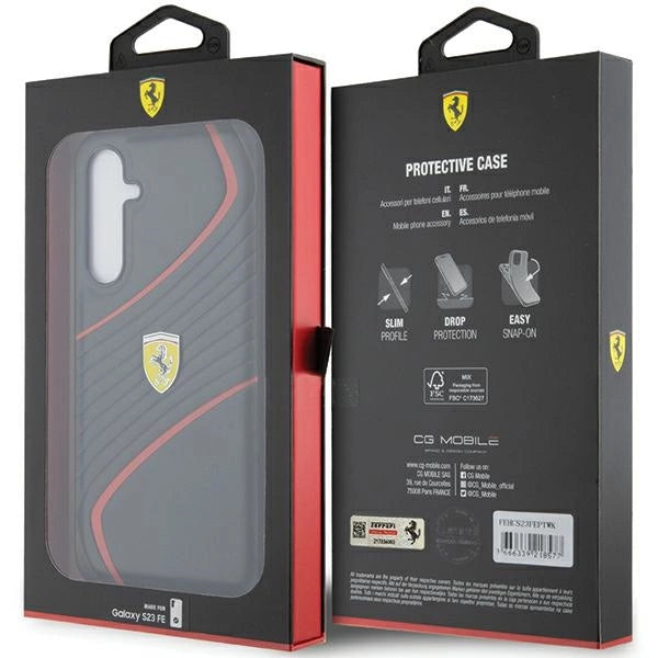 Ferrari Twist Metal Logo-kasse til Samsung Galaxy S23 FE - sort