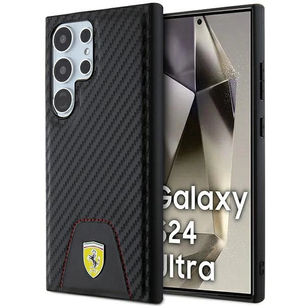 Ferrari Carbon Stitched Bottom case til Samsung Galaxy S24 Ultra - sort