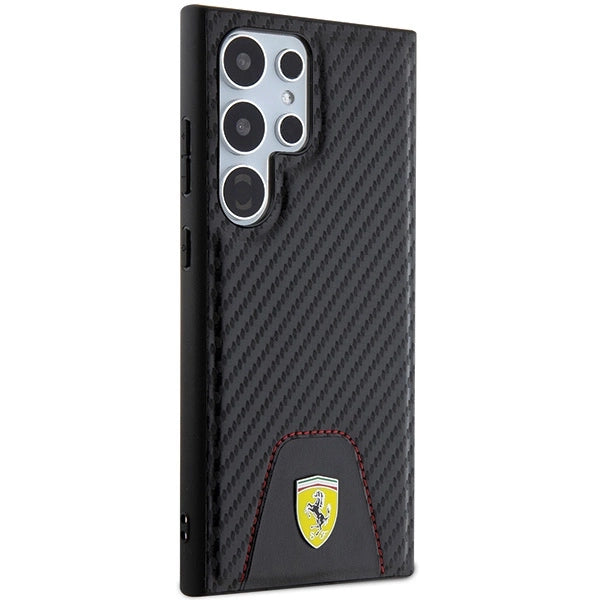 Ferrari Carbon Stitched Bottom case til Samsung Galaxy S24 Ultra - sort