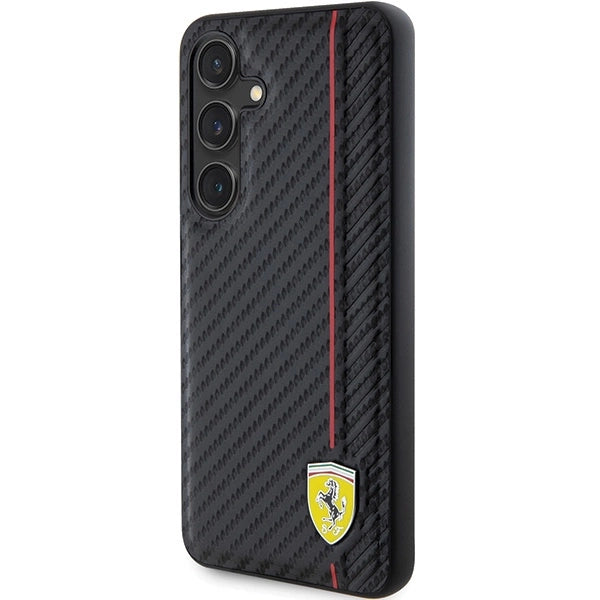 Ferrari Carbon Printed Line-kasse til Samsung Galaxy S24+ - sort