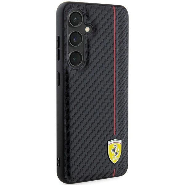 Ferrari Carbon Printed Line-kasse til Samsung Galaxy S24+ - sort