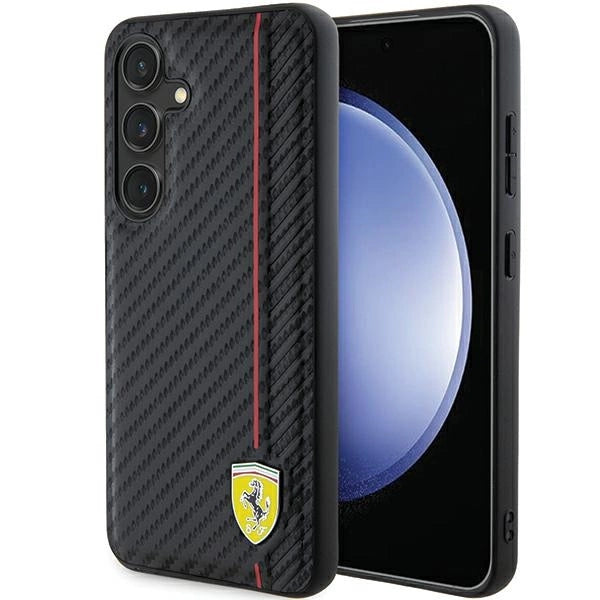 Ferrari Carbon Printed Line-hylster til Samsung Galaxy S24 - sort