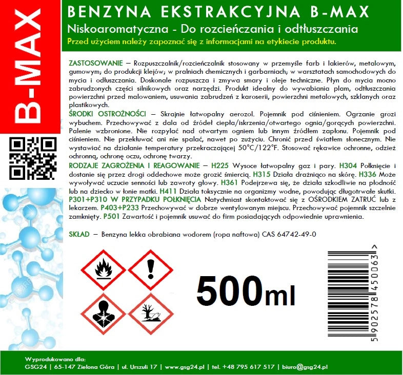Ekstraktionsnafta i aerosol B-MAX Spray 500ML