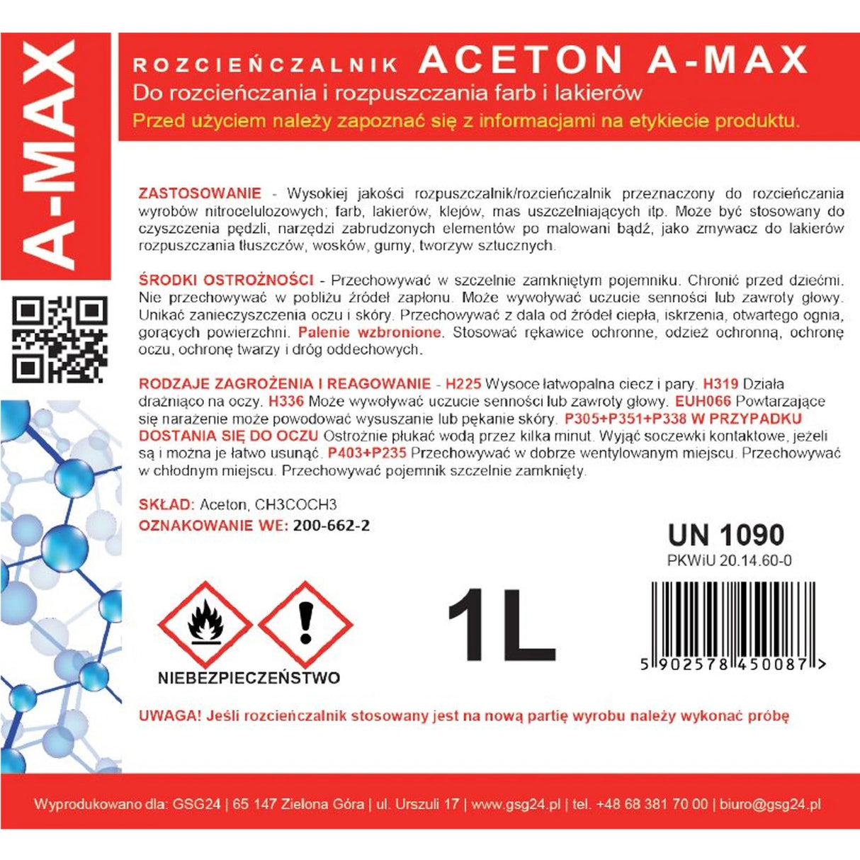 Aceton opløsningsmiddel remover A-MAX 1L