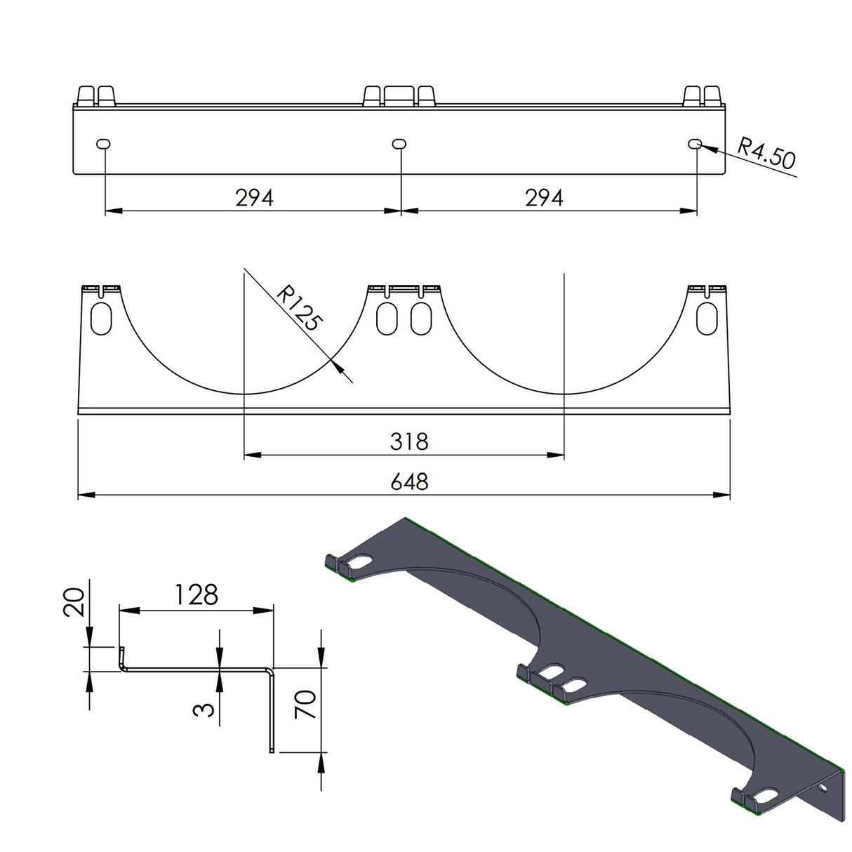 Væggholder til 2 gasflasker, med en diameter på højst 250 mm
