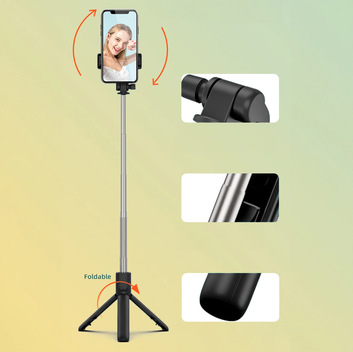 Selfie stick WRY1S teleskopisk stativ 0,7m til telefon - sort