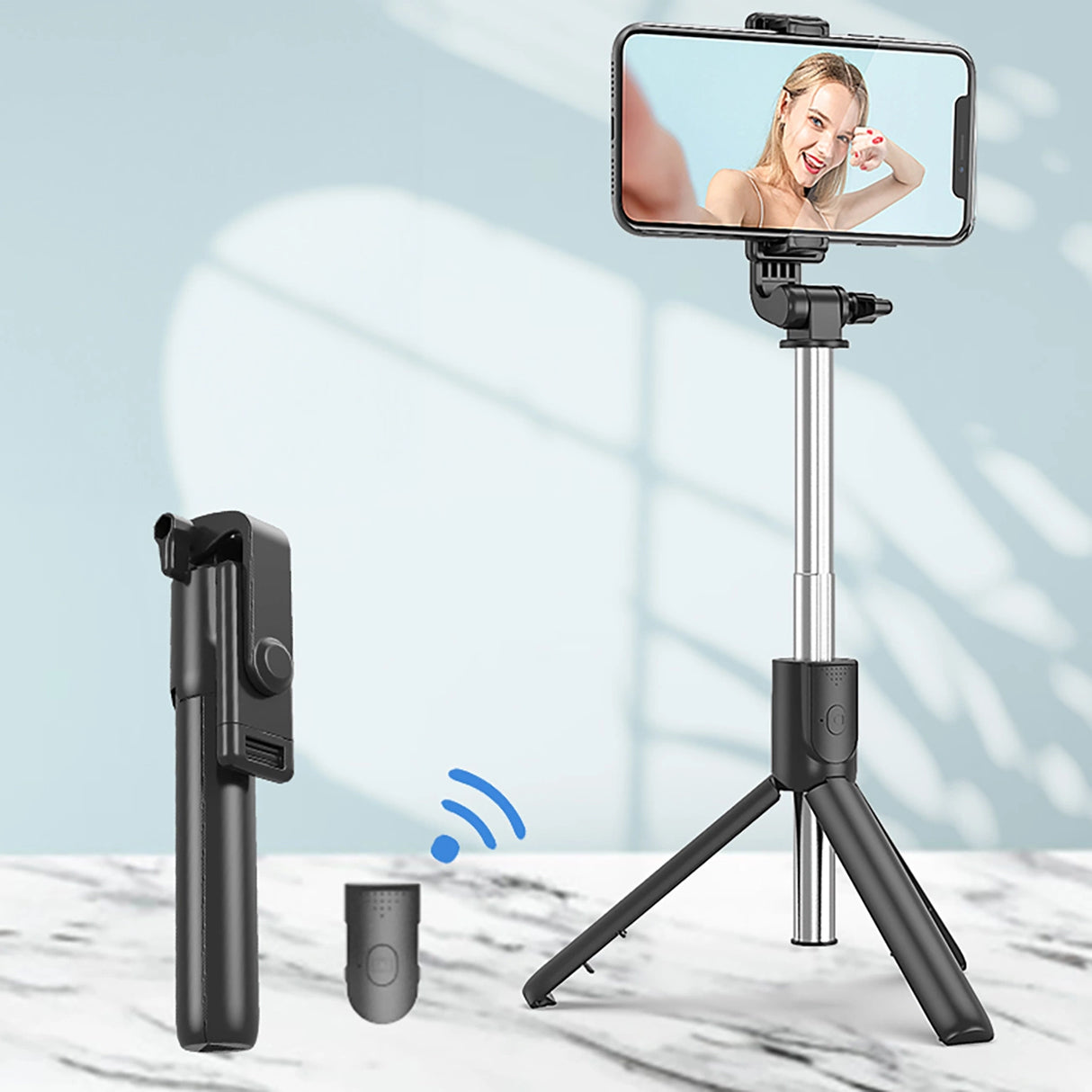 Selfie stick WRY1S teleskopisk stativ 0,7m til telefon - sort