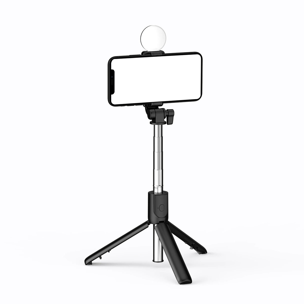 Selfie stick WR1YXS telescopic tripod 0.71m with round lamp - black